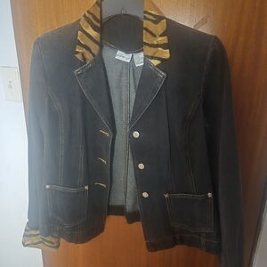 Newport News Black Jacket with Animal Print Details